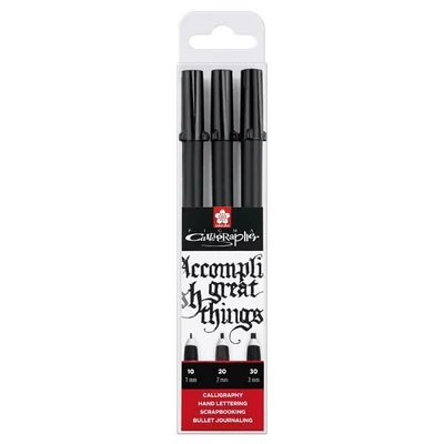 Markere  Sakura Pigma Calligrapher în set, 3 buc - negru