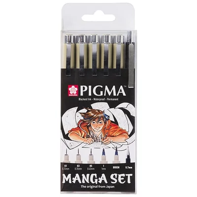 Sakura Pigma set desen  - 6 buc, Manga set, negru