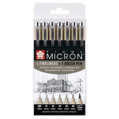 Sakura Pigma Micron stilou pentru desen tehnic în set - 6+1 buc