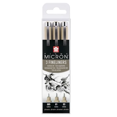 Sakura Pigma Micron stilou pentru desen tehnic în set - 3 buc, 005-01-03