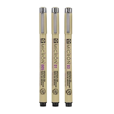Sakura Pigma Micron stilou pentru desen tehnic în set - 3 buc, 005-01-03