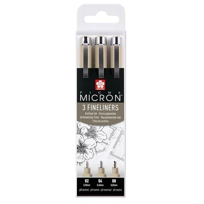 Sakura Pigma Micron stilou pentru desen tehnic în set - 3 buc, 02-04-08