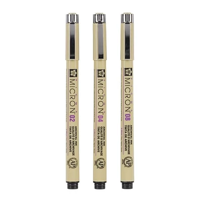 Sakura Pigma Micron stilou pentru desen tehnic în set - 3 buc, 02-04-08