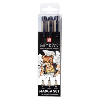 Sakura Pigma Micron stilou pentru desen tehnic în set - 3 buc, Manga set (01-05-08)