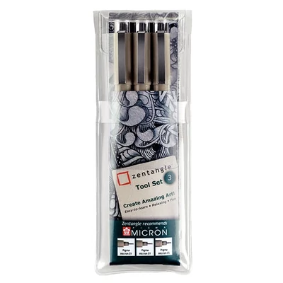 Sakura Pigma Micron stilou pentru desen tehnic în set - 3 buc, Zentangle tool set (01-01-05)