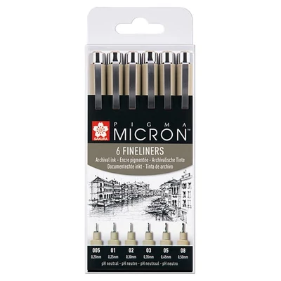 Sakura Pigma Micron stilou pentru desen tehnic în set - 6 buc