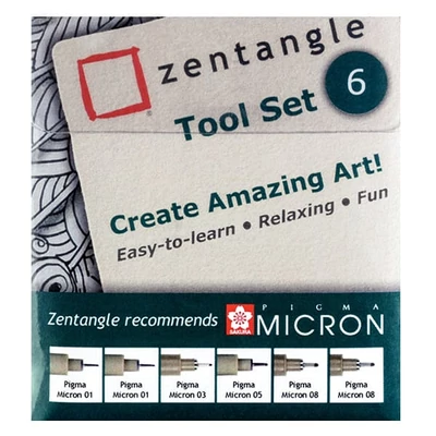 Sakura Pigma Micron stilou pentru desen tehnic în set - 6 buc, Zentangle tool set