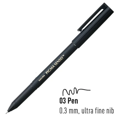 Sakura Pigma Sensei 03 liner, negru - 0,3 mm