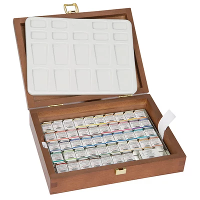 Set culori acuarelă Schmincke Horadam - în recipiente 48x1/2 , cutie de lemn