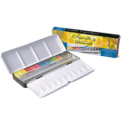 Set culori acuarelă Sennelier l'Aquarelle, în recipiente 1/2 - 12 buc