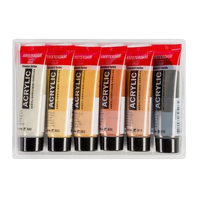 Talens Amsterdam set vopsea acrilică - 6x20 ml, culori metalice