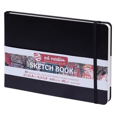 Caiet de desen și schițe Talens Art Creation Sketch Book,  140 g, 80 coli  - A5 peisaj, negru