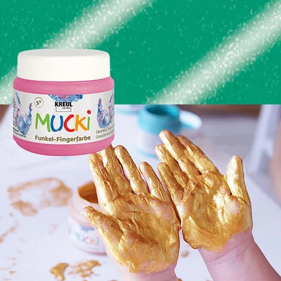 Vopsea pentru degete, Mucki, 150 ml - verde perlat