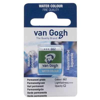 Culori acuarelă Talens Van Gogh în recipient de 1/2 - 662, permanent green