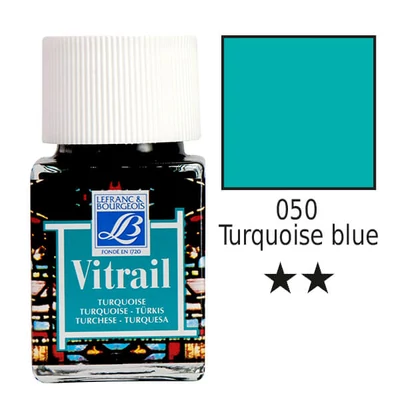 Vopsea sticlă pe baza de rasina Vitrail, 50 ml - albastru turcoaz