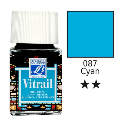 Vopsea de sticlă pe bază de rășină Vitrail, 50 ml - albastru cyan