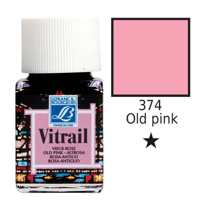 Vopsea sticlă pe baza de rasina Vitrail, 50 ml - roz obosit