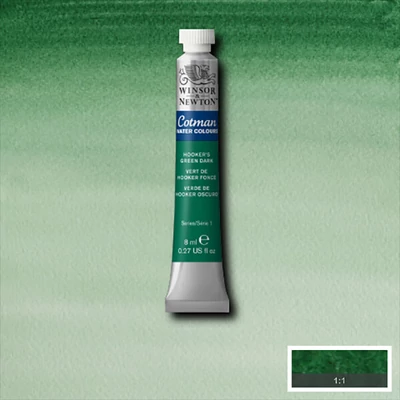 Culori acuarelă Winsor&amp;amp;Newton Cotman în tub 8 ml - 312, hooker's green  dark