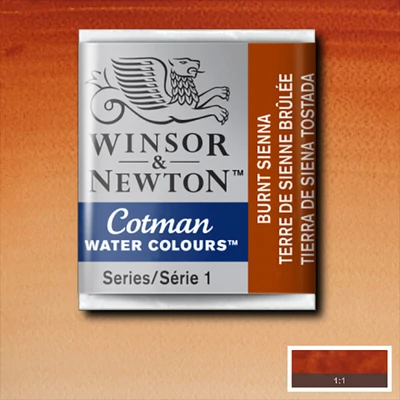 Culori acuarelă Winsor&amp;amp;Newton Cotman în recipient 1/2 - 074, burnt sienna