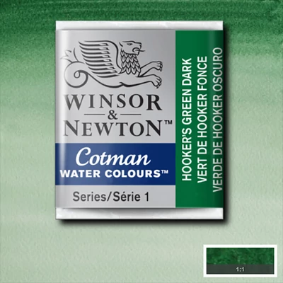 Culori acuarelă Winsor&Newton Cotman în rcipient 1/2 - 312,  hooker's green dark