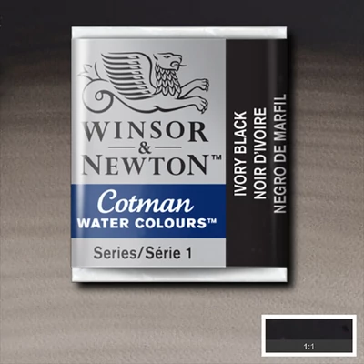 Culori acuarelă Winsor&Newton Cotman în recipient 1/2 - 331, ivory black