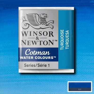 Culori acuarelă Winsor&Newton Cotman în recipient 1/2 - 654, turquoise
