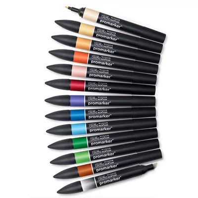 Set markere cu alcool cu două vârfuri ProMarker- 12+1 buc, Manga Set 1