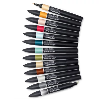 Set markere cu alcool cu două vârfuri ProMarker- 12+1 buc, Manga Set 2