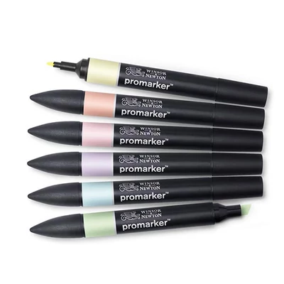 Set markere cu alcool cu două vârfuri - 6 buc, pastel tones
