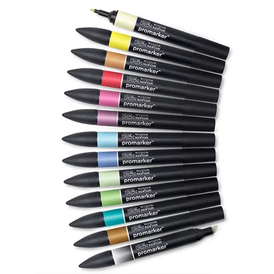 Set markere cu alcool cu două vârfuri ProMarker- 12+1 buc, Set 2