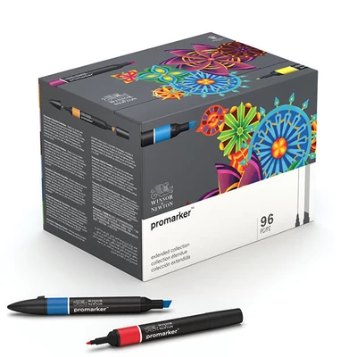 Set markere cu alcool cu două vârfuri ProMarker- 96 buc, superbig box set