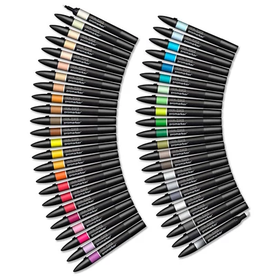 Set markere cu alcool cu două vârfuri ProMarker- 48 buc, Essential shades
