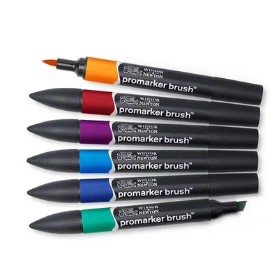 Set markere tip pensulă cu două vârfuri ProMarker Brush- 6 buc, rich tones