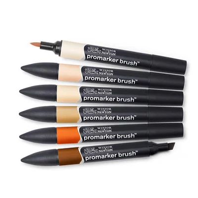 Set markere tip pensulă cu două vârfuri ProMarker Brush- 6 buc, skin tones