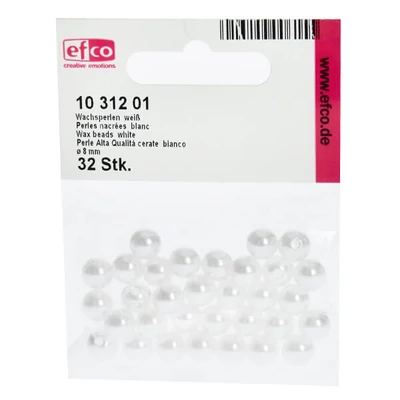 Mărgele de ceară acrilică Tekla, 8 mm, 32 buc - alb