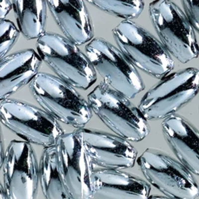 Mărgele în formă de boabe de ovăz, 4x8 mm - argintiu