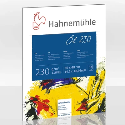Hahnemühle Öl 230 bloc de hârtie pentru pictură în ulei și acrilic, 230 g, 10 coli, 36x48 cm