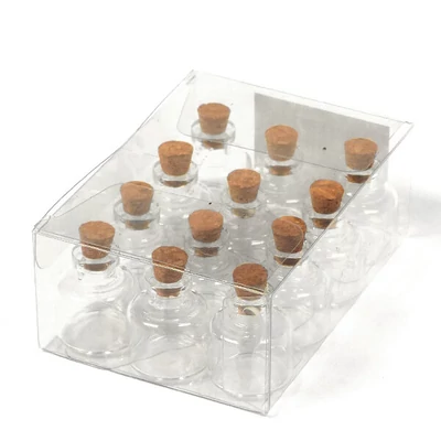 Set fiole de sticlă cu dop de plută - mini, 2,2x2,5 cm