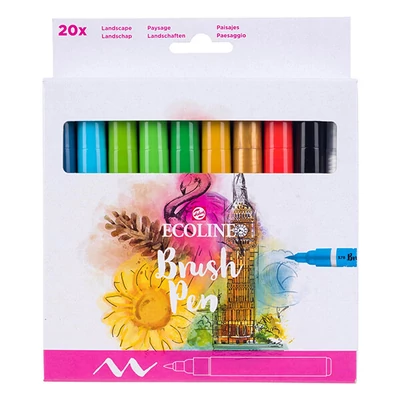 Set markere tip pensulă acuarelă Talens Ecoline Brush Pen - 20 buc