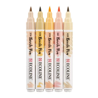 Set pensule acuarela Talens Ecoline Brush Pen - 5 buc, Portait