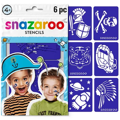 Șablon de pictură pe față Snazaroo, 6 modele - Adventure, pentru băieți