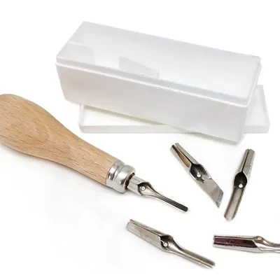 Set de cuțite pentru tăiat linoleum ABIG în cutie de plastic, 7 buc