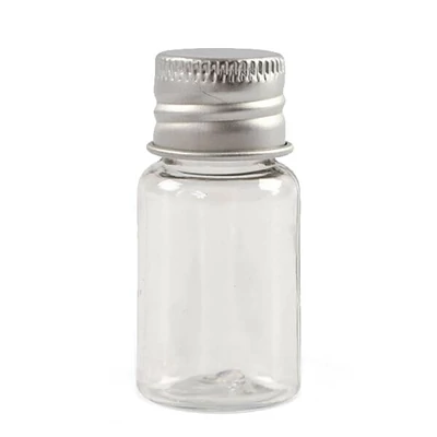 Fiolă din plastic cu capac metalic, 4,8x2,3 cm
