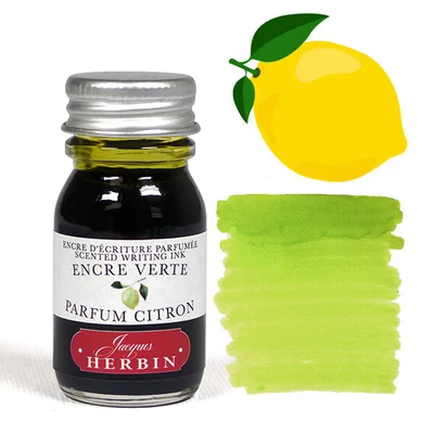 Cerneală parfumată, J. Herbin, 10 ml - cerneală verde, parfum de lămâie