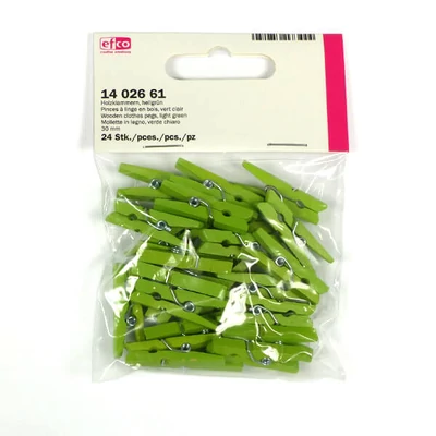 Cleme lemn , 30 mm, 24 buc - verde deschis