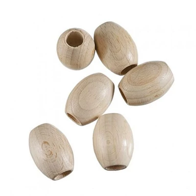 Mărgele din lemn, oval, 22x30 mm, 6 buc., natural
