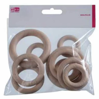 Set inele de bază din lemn de fag, prinzător de vise - 10 buc, 4-5,6-7 cm