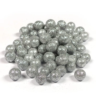 Hungarocell (styropor) bogyó, 1,5 cm - ezüst glitter