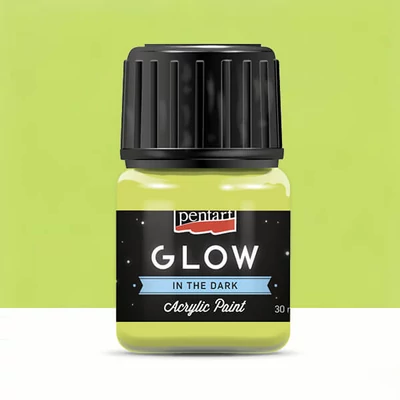 Vopsea acrilică Pentart Glow care strălucește în întuneric, 30 ml - verde lime