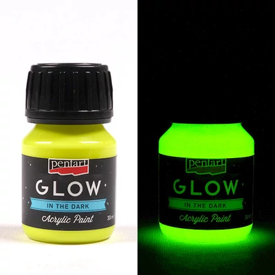 Vopsea acrilică Pentart Glow care strălucește în întuneric, 30 ml - verde lime